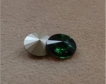 SWAROVSKI Rivoli's, 14mm, Dark Moss Green, sold as a unit of 2 pieces.
