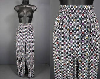 90's Pants Late 80's Early 90's Rayon Geo Print Pants