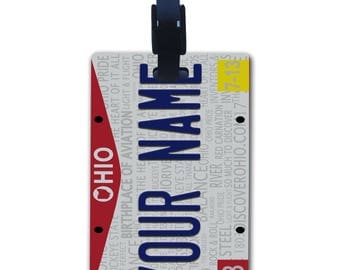 Personalized Custom Name 2016 Ohio State License Plate Luggage Tag with Strap