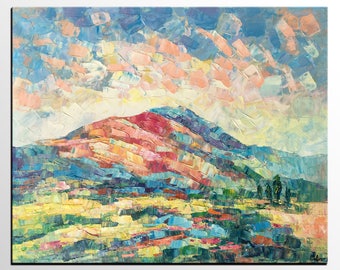 Large Art, Abstract Painting, Oil Painting, Canvas Artwork, Mountain Landscape Painting, Abstract Art, Modern Art, Living Room Wall Art