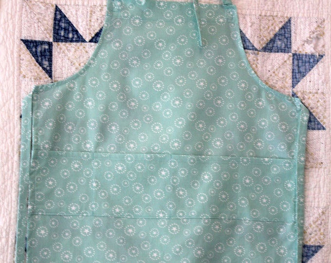 Child's Apron Pale Blue with White Stars Kids Apron with Roomy Pocket. Fits Ages 3-8 Chef in Training Kid's Valentine gift Super Star Apron
