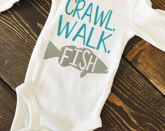 Crawl walk fish. Fish. Fishing baby. Baby boy. Baby girl. Fishing baby. Baby shower.