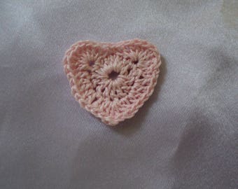 SET of 8 CROCHET for booking 3 cm hearts: pink