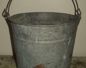 Vintage Galvanized metal Pail Bucket Repurpose Planter farm fresh Industrial Wedding No. 12 Handle 10 qts Garden