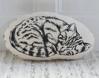 black cat plush pillow