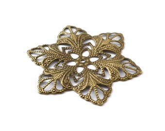 57 mm bronze filigree flower color print / ES005