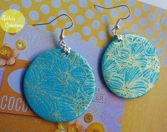Blue and gold polymer earrings