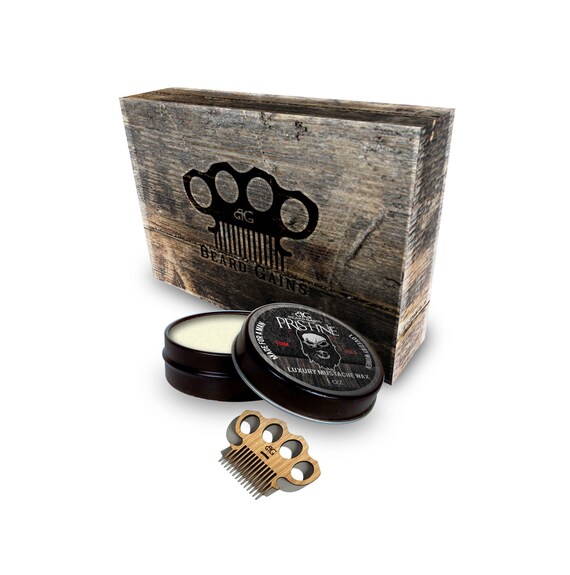 Mustache Wax Gift Box Kit W/ Mini Comb & Choose Of Wax Color