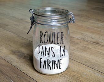 Jar "Roll in flour" jar glass vintage storage decor kitchen zero waste zero waste decal vinyl sticker