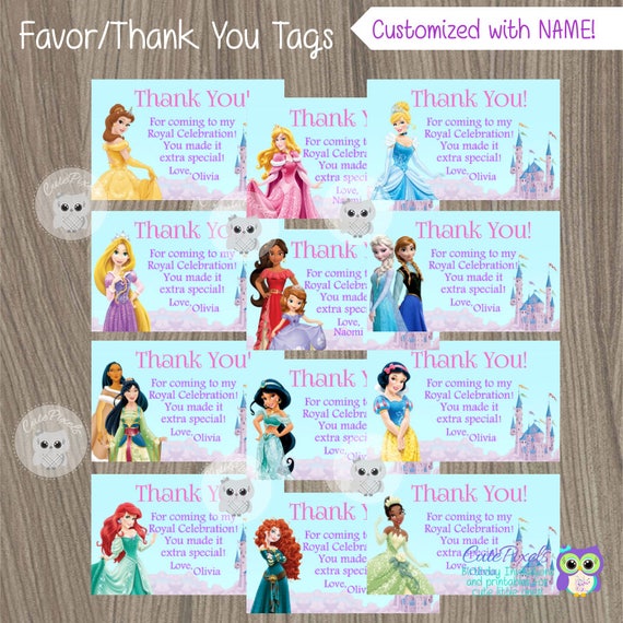Disney Princess Thank You Tags Princess Thank You Notes