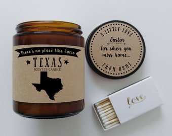 Texas Scented Candle Missing Home Homesick Gift Moving Gift New Home Gift No Place Like Home State Candle Miss You Gift Mothers Day Gift