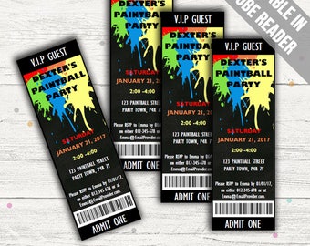 Paintball Invitations. Editable PDF. Printable. Instant Download.