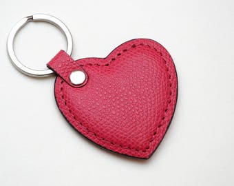 Red Keyring Red Heart Womens Key Chain Leather keychain Leather key ring Heart keychain valentines day gift for sister for wife womens gift