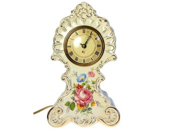 Porcelain Electric Mantel Clock w Telechron Movement Not Working