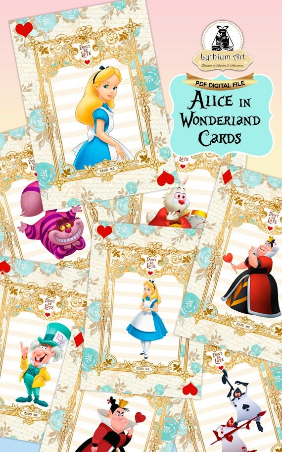 ALICE IN WONDERLAND Cards Alice in Wonderland Printable