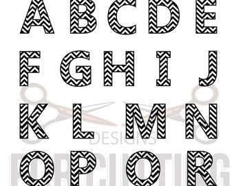 Chevron Font, Alphabet, monogram, Cut Files Studio3, Svg, Dxf, Eps, Ai. Jpg. Png. Pdf. Chevron style, Instant Download. 0195