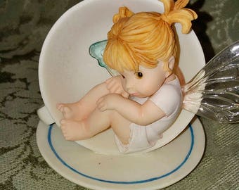 Little Kitchen Fairies, My little cup of tea fairie fairy sitting in a tipped tea cup