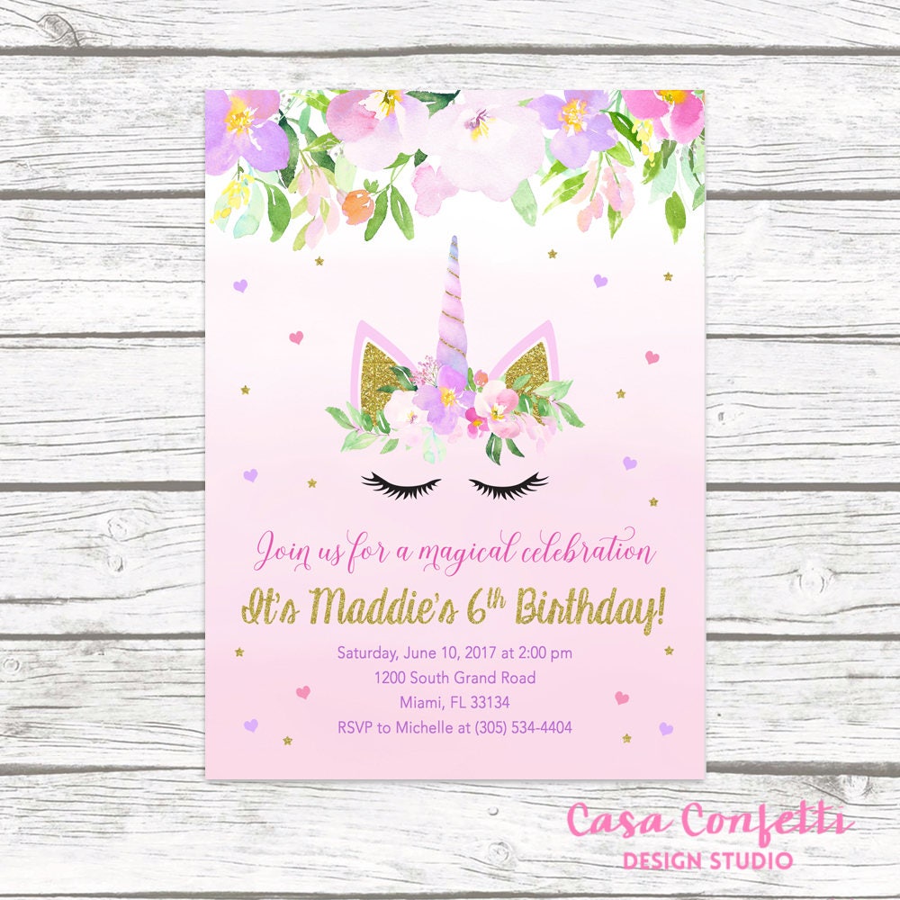 unicorn invitation unicorn birthday invitation unicorn face