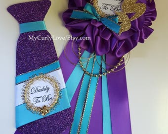 Mermaid Baby Shower Mommy to be Corsage/Purple and Turquoise Mermaid Baby Shower Mommy to be Corsage/Purple and Turquoise Mermaid Pin