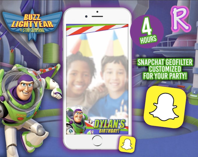 SNAPCHAT Geofilter Customized for Disney BUZZ Lightyear - We deliver your order in record time! Less than 4 hours! 2017 Toy Story Party