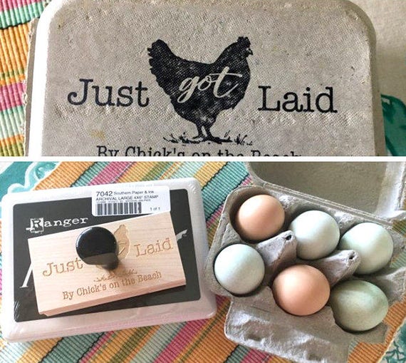 Custom Egg Carton Stamp Just Got Laid Stamp Chicken Egg