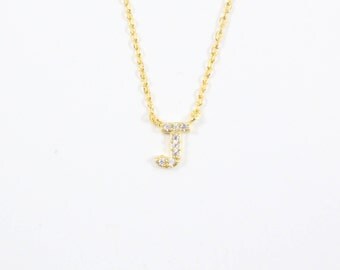 J Initial Necklace, Letter J Necklace, Tiny Letter Necklace, Alphabet Necklace, Uppercase Initial Necklace, Gold Initial J, Name Necklace