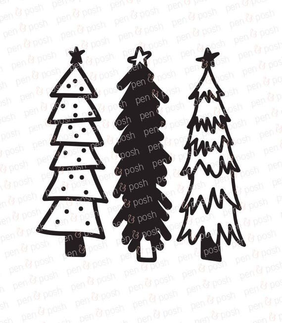 Download Christmas Tree SVG rustic Hand Drawn Christmas Trees