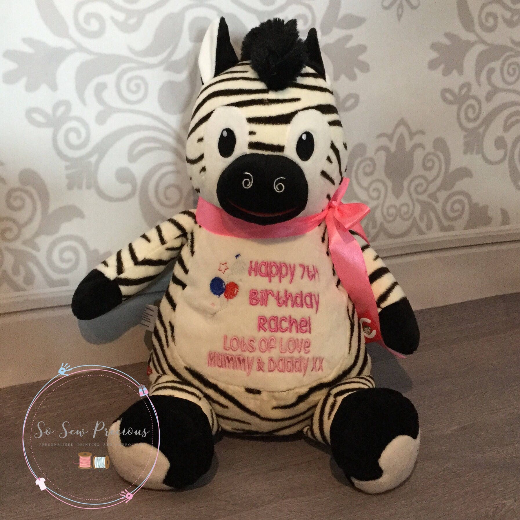Cubbie Zebra Personalised Embroidered Baby Gift Christening