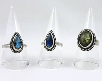 LaoOne * Sterling Silver Rings * with beautiful Labradorite
