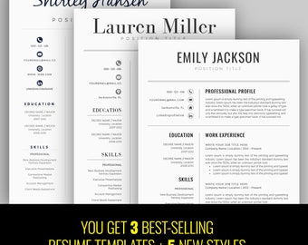 Modern Resume Template / CV Template for Word, Cover Letter, Two Page Resume, Teacher Resume, professional Resume, INSTANT DOWNLOAD