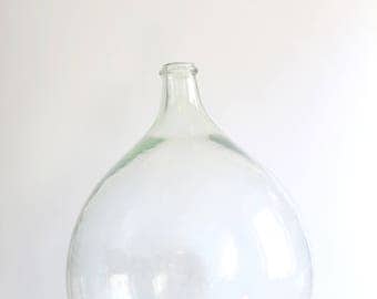 Vintage demijohn bottle 25 liters - French glass demijohn carboy wine bottle 25 liters - Big round demijohn bottle
