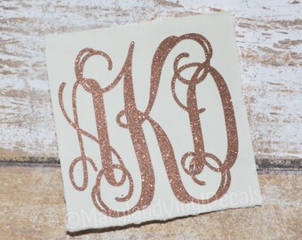 Glitter Monogram Decal, Yeti Decal, Laptop Decal, Phone Decal, Macbook Decal, Monogrammed Sticker, Car Decal, Monogram Sticker, iPad Decal