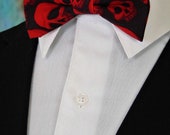 Skull Bow Tie – Red and Black Mens Skull Bowtie.