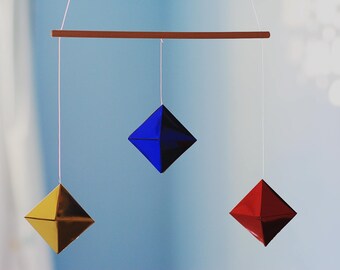 Octahedron mobile. Montessori inpired mobile. Baby mobile. Newborn toy. Baby toy. Early learning toy. Baby development toy. Hanging mobile.