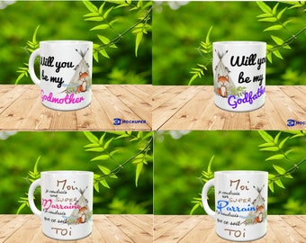 MUG MARRAINE PARRAIN fox in duet in French and English
