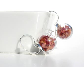Glass globe earrings / flowers