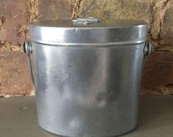 Vintage French Aluminium Tiffin Tin Lunch Container, Miner's Lunch Box, Retro Lunch Box, Retro French Lunch Pail