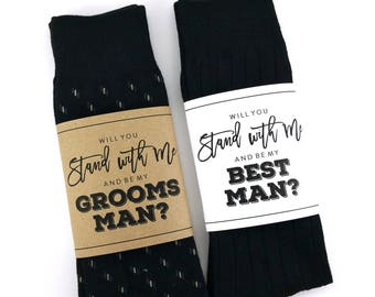 Will you be my Groomsman Sock Wrapper, Will you be my Best Man Sock Wrapper, Wedding Socks Wrapper, Wedding Socks Label