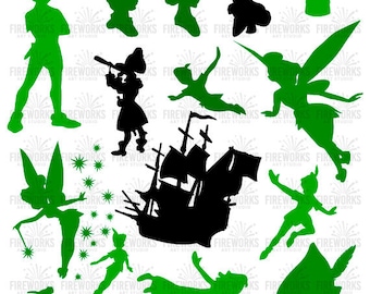 Peter Pan svg - Peter Pan digital download - Cutting Files for Electronic Cutting Machines - dxf eps svg png jpg - Captian Hook - Tinkerbell