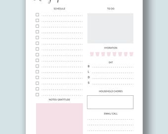 Daily planner printable, A5 Planner Inserts, Productivity Planner, Work planner, To do list, Editable, Letter size, Kikki k Large, A4
