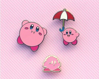 Kirby Enamel Pins (Umbrella & Puffy)
