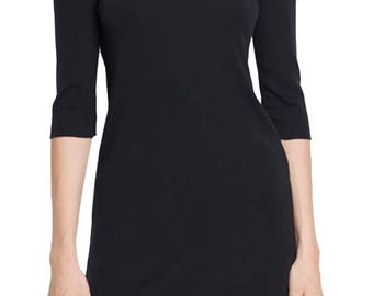 NWT 90 Vince Women's Elbow Sleeve Pima Cotton Tunic Tee Top T Shirt Black Sz Small S