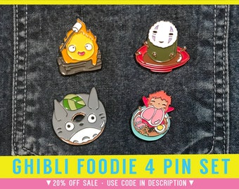Ghibli Pin Set - Enamel Studio Ghibli Howls Moving Castle cosplay calcifer gift badge brooch pins totoro anime sprited away fan art no face