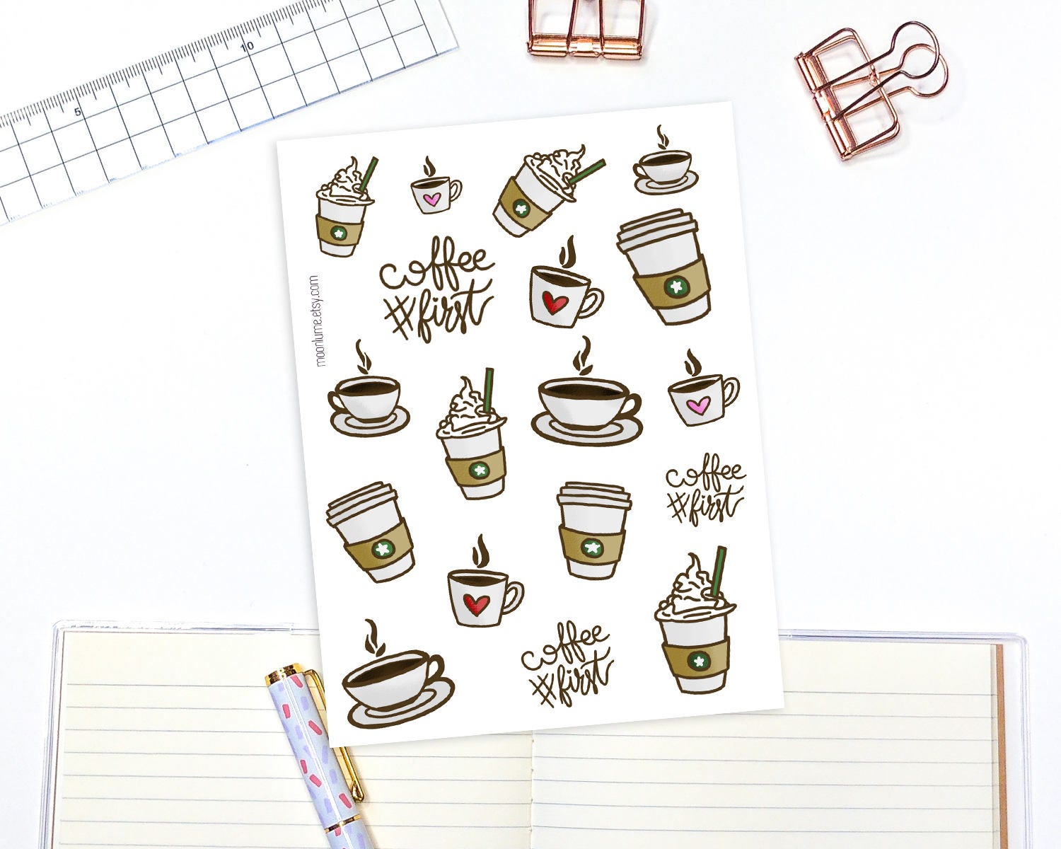 coffee lover decorative planner and bullet journal stickers