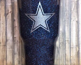 Cowboys Glitter yeti, Cowboys Glitter Tumbler, Cowboys Glitter Yeti, dallas Cowboys yeti, cowboys tumbler, dipped yeti, cowboys gift