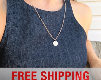 Initial Necklace, Engraved Jewelry, Customized gift, Name Initial Necklace, Personalized necklace, custom coin necklace, handmade necklace