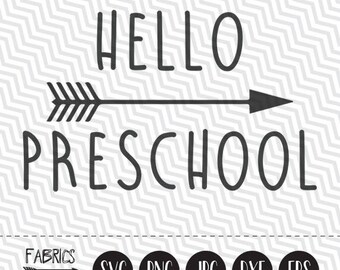 Hello preschool svg Preschool svg Back to school svg file in EPS DXF SVG Cricut Silhouette Clipart Template Wall Decor Vinyl Sticker Shirt