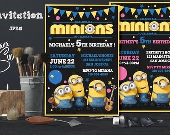 Minion Invitation, Minion Party, Minion Birthday Invitation, Minion Birthday Party, Boy Girl Minion Invitation - Digital, Printable.