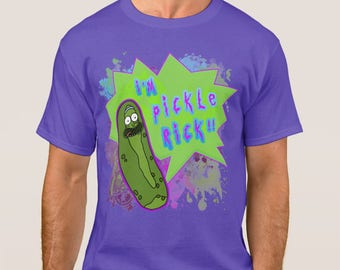 I'm Pickle Rick - Rick and Morty - Rick Sanchez - Mens Unisex Festival Shirt - Season 3 - 80s Pop Art Splatter - EDM - Punk Rock - Rage