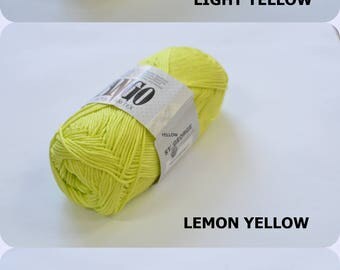YELLOW 100% Mercerized Cotton yarn TANGO 50gr 125m Cotton Yarn knitting Crochet thread Choice of color Many Colors